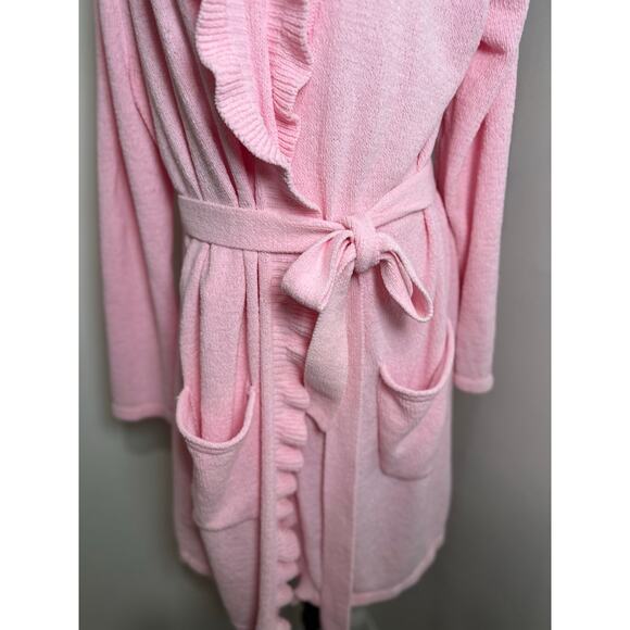 Lilly Pulitzer Soft Pink Plush Melville Ruffle Belted Robe Size XL - Picture 2 of 8